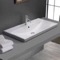 Drop In Bathroom Sink, White Ceramic, Rectangular